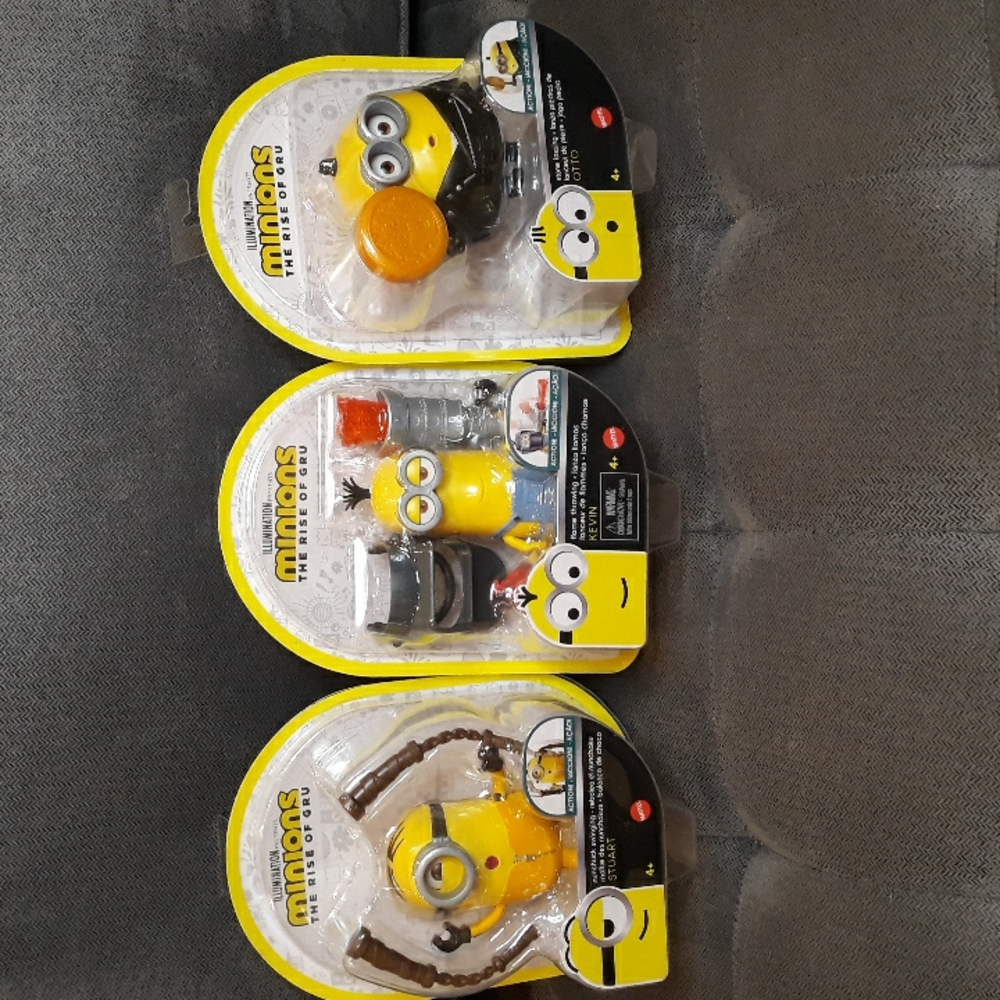 Minions The Rise of Gru Toy Bundle, Mattel toy figures, Otto, Stuart and Kevin